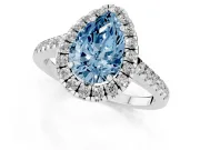 Pear-Shaped Raised Halo Engagement Ring Setting for a Fancy Blue Lab-Grown Diamond | Platinum
