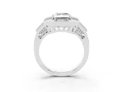 Asscher Cut Diamond Milgrain Halo Ring Set in Platinum with Split Shank