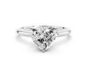 Heart Cut Diamond Solitaire Engagement Ring Set in Silver with Prong Setting and Polished Band