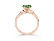 Fancy Green Heart Cut Diamond Solitaire Leaf-Inspired Ring Set in Rose gold with Pavé Band and Prong Setting