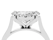 Heart-Shaped Claw Corner Halo Engagement Ring Setting | Slim Plain Band | White Gold
