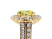 Oval Large Accent Halo Engagement Ring Setting for a Fancy Yellow Lab-Grown Diamond | Yellow Gold