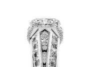 Radiant Cut Diamond Vintage-Inspired Milgrain Ring Set in Silver with Accent Split Shank