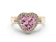 Heart-Shaped Halo Engagement Ring Setting for a Fancy Pink Lab-Grown Diamond | Pointed Pave Shoulders | Yellow Gold