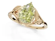 Pear-Shaped Leaf Bypass Solitaire Engagement Ring Setting for a Fancy Yellow Lab-Grown Diamond | Yellow Gold