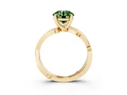 Round Twisted Pavé Engagement Ring Setting for a Fancy Green Lab-Grown Diamond | Pavé and Plain Strands | Yellow Gold