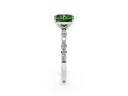 Fancy Green Radiant Cut Diamond Solitaire Ring Set in Platinum with Round Pavé Band and Prong Setting