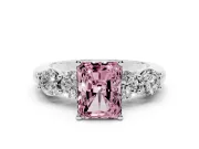 Radiant Cut Five Stone Engagement Ring Setting for a Fancy Pink Lab-Grown Diamond | Prong Set Side Stones | White Gold