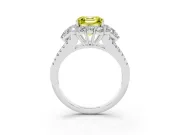 Fancy Yellow Asscher Cut Diamond Halo Split Shank Engagement Ring Set in Silver with Prong-Held Center Stone
