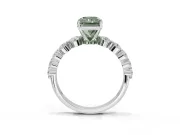 Radiant Cut Graduated Side Stone Engagement Ring Setting for a Fancy Green Lab-Grown Diamond | Platinum