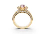 Marquise Vintage Pave Engagement Ring Setting for a Fancy Pink Lab-Grown Diamond | Milgrain Edges | Yellow Gold