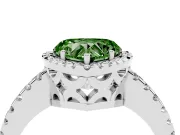 Heart-Shaped Pave Halo Engagement Ring Setting for a Fancy Green Lab-Grown Diamond | Platinum