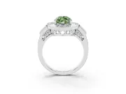Fancy Green Marquise Cut Diamond Milgrain Halo Ring Set in Platinum with Split Shank
