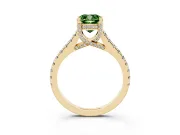 Cushion Cut Hidden Halo Pave Engagement Ring Setting for a Fancy Green Lab-Grown Diamond | Claw Prongs | Yellow Gold