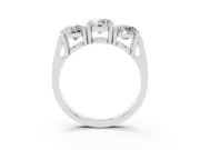 Round Cut Diamond Three-Stone Ring Set in Platinum with Channel Band and Sturdy Prongs
