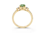 Pear-Shaped Three Stone Engagement Ring Setting for a Fancy Green Lab-Grown Diamond | Pavé Band | Yellow Gold