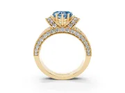 Heart-Shaped Vintage Pave Engagement Ring Setting for a Fancy Blue Lab-Grown Diamond | Milgrain Edges | Yellow Gold