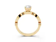 Pear Cut Diamond Solitaire Engagement Ring Set in Yellow gold with Milgrain Bezel Accent Band