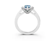 Emerald Cut Pavé Collar Engagement Ring Setting for a Fancy Blue Lab-Grown Diamond | Sterling Silver