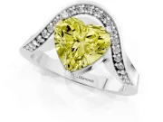Heart-Shaped Bypass Solitaire Engagement Ring Setting for a Fancy Yellow Lab-Grown Diamond | Pavé Ribbon | Platinum