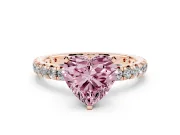 Heart-Shaped Pavé Engagement Ring Setting for a Fancy Pink Lab-Grown Diamond | Rose Gold