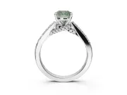 Cushion Cut Pavé Engagement Ring Setting for a Fancy Green Lab-Grown Diamond | Crossover Gallery | Sterling Silver
