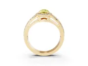 Pear-Shaped Halo Engagement Ring Setting for a Fancy Yellow Lab-Grown Diamond | Two-Row Pave Split Shank | Yellow Gold