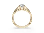 Pear-Shaped Split Shank Pavé Engagement Ring Setting | Engraved Leaf Sides | Yellow Gold