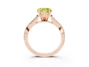 Fancy Yellow Heart Cut Diamond Solitaire Engagement Ring Set in Rose gold with Twisted Pavé Band and Prong Setting