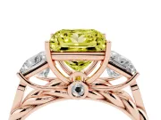 Fancy Yellow Princess Cut Diamond Three-Stone Ring Set in Rose gold with Braided Band