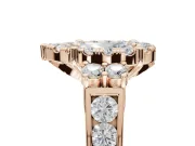 Pear-Shaped Halo Side Cluster Engagement Ring Setting | Graduated Channel Band | Rose Gold