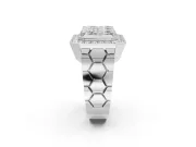 Round Lab-Grown Diamond Men's Cluster Ring | Octagonal Top | Sterling Silver