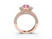 Cushion Cut Vintage Pave Engagement Ring Setting for a Fancy Pink Lab-Grown Diamond | Milgrain Edges | Rose Gold