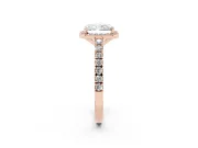 Radiant Cut Diamond Halo Engagement Ring Set in Rose gold with Pavé Band and Prong Setting