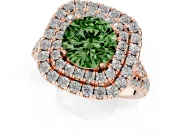 Round Halo Split Shank Engagement Ring Setting for a Fancy Green Lab-Grown Diamond | Pavé Strands | Rose Gold