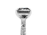 Princess Cut Baguette Side Stone Engagement Ring Setting for a Black Center | Sterling Silver