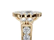 Oval Halo Side Cluster Engagement Ring Setting | Graduated Channel Band | Yellow Gold