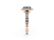 Emerald Cut Accented Halo Engagement Ring Setting for a Fancy Blue Lab-Grown Diamond | Rose Gold