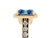 Asscher Cut Accented Halo Engagement Ring Setting for a Fancy Blue Lab-Grown Diamond | Yellow Gold