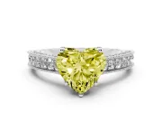 Heart-Shaped Hidden Halo Engagement Ring Setting for a Fancy Yellow Lab-Grown Diamond | Milgrain Pave | Sterling Silver
