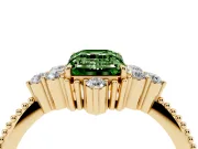 Emerald Cut Cluster Engagement Ring Setting for a Fancy Green Lab-Grown Diamond | Yellow Gold