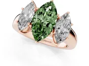 Marquise 3 Stone Engagement Ring Setting for a Fancy Green Lab-Grown Diamond | Rose Gold
