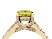 Emerald Cut Hidden Halo Pave Engagement Ring Setting for a Fancy Yellow Lab-Grown Diamond | Claw Prongs | Yellow Gold