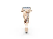 Radiant Cut Bypass Solitaire Engagement Ring Setting for a Fancy Blue Lab-Grown Diamond | Pavé Strands | Rose Gold