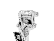 Pear-Shaped Twisted Bypass Engagement Ring Setting | Accented Leaves | White Gold