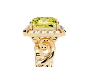 Fancy Yellow Princess Cut Diamond Halo Ring Set in Yellow gold with Scrollwork Band and Prong Setting