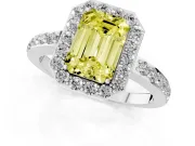 Emerald Cut Halo Engagement Ring Setting for a Fancy Yellow Lab-Grown Diamond | Platinum - Design NV-24751