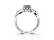 Round Bypass Solitaire Engagement Ring Setting for a Fancy Green Lab-Grown Diamond | Pavé and Plain Strands | Platinum