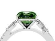 Fancy Green Asscher Cut Diamond Floral Vine Solitaire Engagement Ring Set in Platinum with Marquise Leaves
