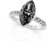 Marquise Hidden Halo Engagement Ring Setting for a Black Center | Platinum